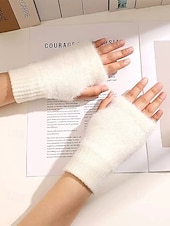 abordables Guantes de mujer-Guantes elásticos de piel sintética para mujer: disponibles en varios colores, suaves y acogedores, perfectos para el invierno y salidas informales.