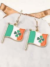 billiga Tillbehör-Damörhängen i legering med hängen till fest, St. Patrick's Day-motiv, flermönster med shamrock och pyssling, roliga festliga irländska smycken för högtidsfester, parader och festkläder