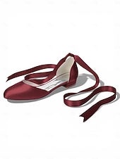 baratos Dama de honra-Sapatilhas femininas multicoloridas de cetim com amarração no tornozelo, elegantes sapatos de bico fino para damas de honra em casamentos ao ar livre no gramado.