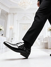 Недорогие Дерби туфли-Мужские черные лакированные туфли из искусственной кожи, глянцевый верх, шнуровка, элегантный стиль для свадеб, приемов и вечерних мероприятий.