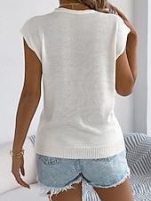 baratos Blusas Simples-Mulheres Tops de verão Blusa Patchwork Botões Tecido à moda Clássico Moderno Manga Curta Decote V Tops regulares Diário Feriado Para Noite Preto Branco Marron Cáqui Verão Primavera