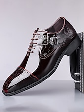 cheap Oxford Shoes-Men's Burgundy Faux Leather Monk Strap Shoes – Luxurious Design with Wingtip Detailing, Perfect for Weddings and Formal Celebrations