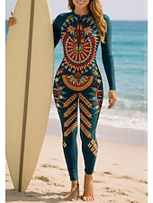 preiswerte One Pieces Rash Guards-Damen Standard Anti UV Shirt Ganzkörper-Bademode Diveskin-Anzug Folk Frontreißverschluss UPF50+ Schnelltrocknend Hohe Elastizität Langarm Bademode Surfen Kanufahren Tauchen Sommer