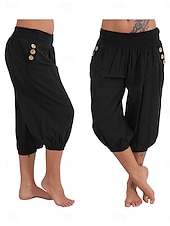 Χαμηλού Κόστους Βασικά Ψεύτικα Κάτω-Γυναικεία Κάπρι παντελόνια Θρασύς κινέζικα Καλοκαιρινό σορτς Κομψό Διακοπές Βίντατζ Πλήρες μήκος Μεσαία Μέση Συμπαγές Χρώμα Κουρελού Τσέπη Ελαστική ζώνη μέσης Άνετα Αναπνέει Ανελαστικό