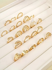 levne Dámské prsteny-Sada dámských prstenů v bohémském stylu – slitina zlata a stříbra, různé designy, ideální pro běžné nošení i slavnostní příležitosti, moderní a jedinečné doplňky