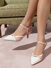 preiswerte Slingback-Pumps-Schwarze und weiße Slingback-Pumps mit Farbblock-Design – elegante Pumps mit spitzer Zehenpartie und verstellbarem Riemen für Büro und Alltag