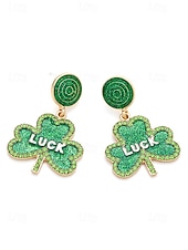 abordables Accesorios-Pendientes de trébol para mujer: aleación, varios estilos, verde, ideal para el Día de San Patricio, uso diario.