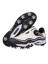 cheap Men's Golf Shoes-Men's Red and White Golf Shoes with Shock Absorption, Comfortable Footwear for Golf &amp; Active Lifestyles