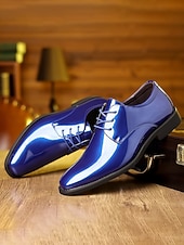 baratos Sapatos Derby-Sapatos sociais masculinos vermelhos em couro sintético envernizado – design elegante para casamentos, eventos noturnos e ocasiões formais.