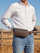 economico Borselli da uomo-Marsupio e tracolla da uomo in vera pelle, nero e caffè, marsupio multiuso per casual, viaggi, attività all'aperto, spostamenti quotidiani e stile di vita cittadino