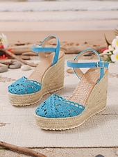 economico sposa-sandali con zeppa espadrillas in pizzo bianco da donna - tacchi a spillo traspiranti all'uncinetto con cinturino alla caviglia - eleganti scarpe da sposa boho per la spiaggia &amp;matrimoni all'estero