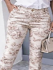 ieftine Pantaloni grafici-Pentru femei Pantaloni Pantaloni evazați Vacanță Modă Șic Stradă Lungime totală Talie Înaltă Floral Grafic Confort Απαλό Comfortabil Micro-elastic Zilnic În aer liber Vacanță Roz Închis Roz Îmbujorat