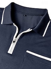 abordables Polo Clásico para Hombre-Hombre Polo de algodón Camiseta de golf Casual Vacaciones Diseño Cremallera de un cuarto Manga Corta Moda Músculo Color sólido Plano Cremallera Bolsillo Verano Primavera Primavera verano Ajuste