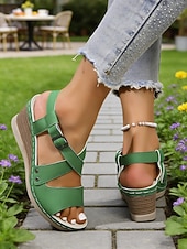 billige Kilesandaler-damerosa kilehælsandaler – justerbar stropp, støttende platåsko for turgåing, hageturer, reiser og daglig bruk