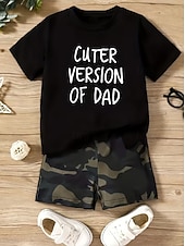 preiswerte Jungen 3D Lustiger Humor-100% Baumwolle Kinder Jungen Schwarz Buchstabendruck T-Shirt Bluse Rundhalsausschnitt Kurzarm Outdoor Alltagskleidung Mode Streetwear Designer Drucken Sommer