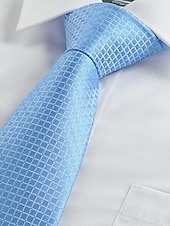 abordables Boda ACC-Corbata de poliéster para hombre, con diseño de cuadrícula pequeña, varios colores, largo ajustable, adecuada para bodas, negocios y viajes diarios.