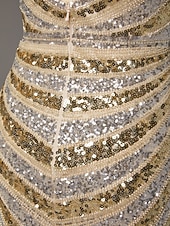 お買い得  シースイブニングドレス-タイト／コラム スイープ／ブラシトレーン フロア丈 ウェディングゲストドレス フォーマルドレス イブニングガウン イブニングドレス エレガント きらびやかな セレブスタイル ノースリーブ Ｖネック パーティー 結婚式 バックレス ととも​​に グリッター素材 スパンコール スリット