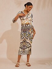 cheap Boho Dress-Vintage Leopard Jewelry High-Stretch Maxi Dress