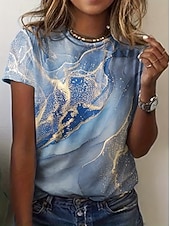 お買い得  動物のTシャツ-女性用 Tシャツ プリント グラフィック 動物 抽象的 ヴィンテージ スタイリッシュ クラシック 半袖 クルーネック ラウンドネック レギュラートップス 日常 週末 ブルー ライトグリーン ダークグリーン 夏 春 秋 冬
