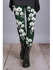  Women's Leggings Cozy Leggings Vacation Vintage Basic Full Length High Waist Graphic Printing Comfort Comfortable High Elasticity Casual Daily Vacation Blue Deep Green Wine Purple Spring Fall Slim Fit