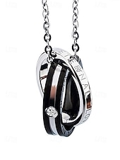 お買い得  バレンタインデー-インターロッキングリング付きメンズ合金ネックレス、ブラックとローズゴールド、バレンタインデー、結婚式、ギフトに最適、エレガントなデザインと高品質の仕上げ。