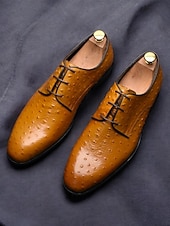 cheap Derby Shoes-Men's Genuine Leather Derby Shoes – Brown Cowhide Derby Shoes for Weddings, Business Events and Formal Occasions