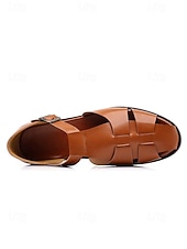 economico sandali-sandali da uomo in similpelle marrone con cinturini, design aperto traspirante, suola leggera e comoda, stile rilassato per matrimoni in spiaggia e occasioni estive