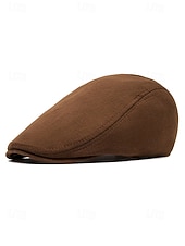 baratos Chapéus Masculinos-Boina masculina casual em poliéster com design simples e elegante, disponível em várias cores, perfeita para o uso diário.