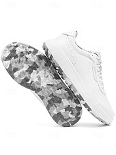 voordelige Heren Golf Schoenen-Witte golfschoenen voor heren zonder spikes, ademend bovenwerk, stabiele gripzool, minimalistische sportstijl voor golfbanen en casual gebruik.