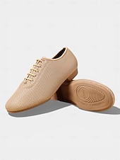 voordelige Ballroomschoenen &amp; moderne dansschoenen-Professionele dansschoenen voor dames, gemaakt van nude mesh met veters, ademend en met een lage hak, geschikt voor ballroomdansen. &amp;Latijns-Amerikaanse oefenschoenen voor studiotraining