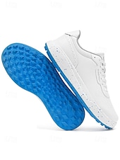 voordelige Heren Golf Schoenen-Witte golfschoenen voor heren zonder spikes, ademend bovenwerk, stabiele gripzool, minimalistische sportstijl voor golfbanen en casual gebruik.