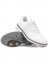 baratos Sapatos de Golfe Masculinos-Sapatos de golfe masculinos brancos, construção leve e respirável, sola com aderência estável, estilo esportivo e elegante para campos de golfe e atividades ao ar livre.