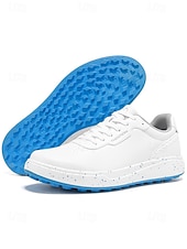 voordelige Heren Golf Schoenen-Witte golfschoenen voor heren zonder spikes, ademend bovenwerk, stabiele gripzool, minimalistische sportstijl voor golfbanen en casual gebruik.