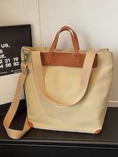 abordables Bolsos de mano y tote-Bolso grande de lona de poliéster para mujer con correa de hombro ajustable, bolso bandolera versátil en varios colores, bolso informal diario para viajes, trabajo y compras.