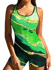 رخيصةأون راش غاردز ون بيس-نسائي وسط حماية ضد التحسس بدلة ركوب الأمواج من قطعة واحدة ثوب السباحة مجرد حجر كريم حجب الألوان إحزم مع حمالة صدر مدمجة حشوة متحركة حماية من الأشعة فوق البنفسجية UPF50+ خفيف جدا (UL) بدون كم كم طويل