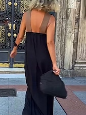 cheap Plain Dress-Women's Maxi Dress A Line Dress Summer Dress Halter Dress Casual Daily Loose Fit Plain Sleeveless Halter Neck Black White Red Green Summer