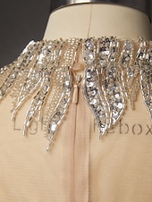  Sirena Tromba Strascico a Terra Abito da Ballo Vestito da Festa Abito Formale Abito da Sera Elegante Festa Scintillante Manica Corta Collo Alto Balli di fine anno Matrimonio con Pizzo Paillettes