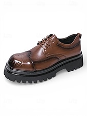 お買い得  ダービーシューズ-メンズブラウンブローグシューズ - エレガントなレースアップデザインとチャンキーソール。ビジネス、カジュアル、イブニングウェア、結婚式に最適です。