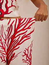 preiswerte Damenhosen-Hose aus korallenrotem Riviera-Seidensatin mit geradem Bein