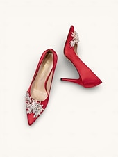 billiga Brud-högklackat i rosa satin för kvinnor – eleganta pumps med strass utsmyckade för brud, bröllop och speciella tillfällen