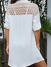 economico Abiti da spiaggia-Per donna Mini Abito Abito Bianco Abito da Spiaggia Abito nero Abito Camicia Elegante Moda Classico Quotidiano All'aperto Spiaggia Vestibilità comoda Semplice Manica Lunga Colletto a Camicia Nero