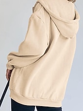 Недорогие Толстовки и Кофты-Женская объемная толстовка на молнии с длинными рукавами, повседневная толстовка с капюшоном и карманами для повседневной носки, несколько цветов.