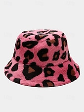 levne Dámské klobouky-Dámská čepice s leopardím potiskem a umělou kožešinou – více barev, polyesterový materiál, moderní a pohodlná na běžné nošení i do zimy