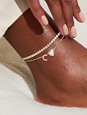 billige Valentinsdag-Ankelkjede med initialer til kvinner og hjerteformet cz-anheng, ankelkjede i legering med bokstaver, 26 alfabetalternativer, justerbar kjede, elegante minimalistiske smykker til valentinsdag og morsdagsgaver