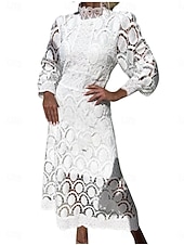 Χαμηλού Κόστους Λευκό φόρεμα-Γυναικεία Μίντι φόρεμα Φόρεμα σε γραμμή Α Καθημερινό Καθημερινά Κανονικό Σκέτο 3/4 Μήκος Μανικιού Ζιβάγκο Μαύρο Λευκό Κίτρινο Φούξια Άνοιξη Φθινόπωρο