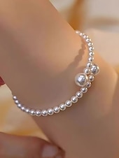 tanie Wesele ACC-damska bransoletka z sztucznych pereł, elegancki dwukolorowy wzór, idealna na śluby, walentynki i na co dzień