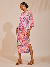 voordelige Boho-jurken-Blush&amp;Beast abstracte roze paisley stretchjurk