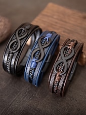 Недорогие Мужские украшения-Мужской браслет в виде знака бесконечности из искусственной кожи и сплава, многослойная плетеная конструкция, винтажный стиль, различные цветовые варианты, идеально подходит для отдыха и повседневной носки.