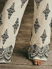 economico Pantaloni Boho-Per donna Gamba larga Pantaloni Vacanza Moda Boho Lunghezza intera Misura del girovita medio Grafico Geometrico Tasca Elastico in vita Stampato Comodo Traspirabilità Inelastico Quotidiano All'aperto