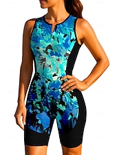 tanie Odzież triathlonowa dla kobiet-Damskie Koszulka rowerowa Kombinezon Koszulka zjazdowa Bez rękawów Lato Wiosna Jesień Niebieski Żółty Granatowy Geometryczny Gradient Rower Filtr przeciwsłoneczny Odporny na UV Wkładka 3D Kolarstwo